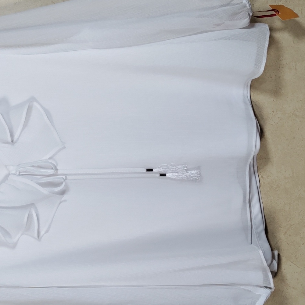*H172 Ruby Rd white Garden Party ruffle neck blouse PXL NWT FINAL PRICE - Picture 3 of 9